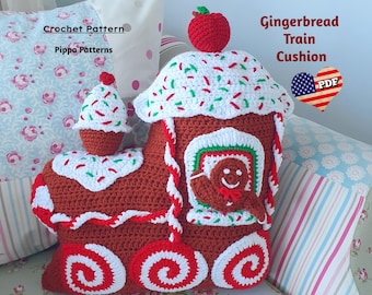 Gingerbread Train Cushion Crochet Pattern: Photo Tutorial (PDF Pattern)
