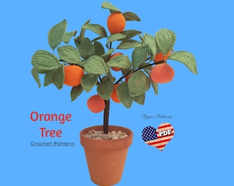 Crochet Orange Tree Plant Flower Pattern photo tutorial Fruit Garden Home Decoration Floral Arrangement