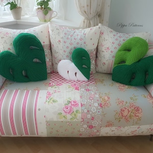 Crochet monstera leaf cushion pattern monstera pillow photo tutorial image 10