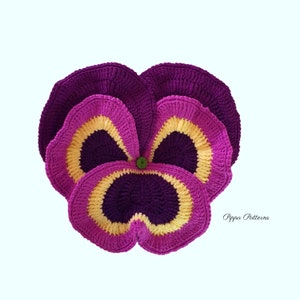 Crochet Pansy Cushion pattern photo tutorial Pansy pillow image 5