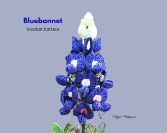 Crochet Bluebonnet Pattern  -  Crochet Flower Pattern - photo tutorial - crochet pattern for Decor, Bouquets and Arrangements