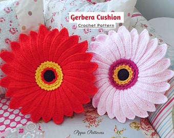 Crochet Gerbera Daisy Cushion - Gerbera Daisy pillow - crochet - photo  tutorial - crochet pattern