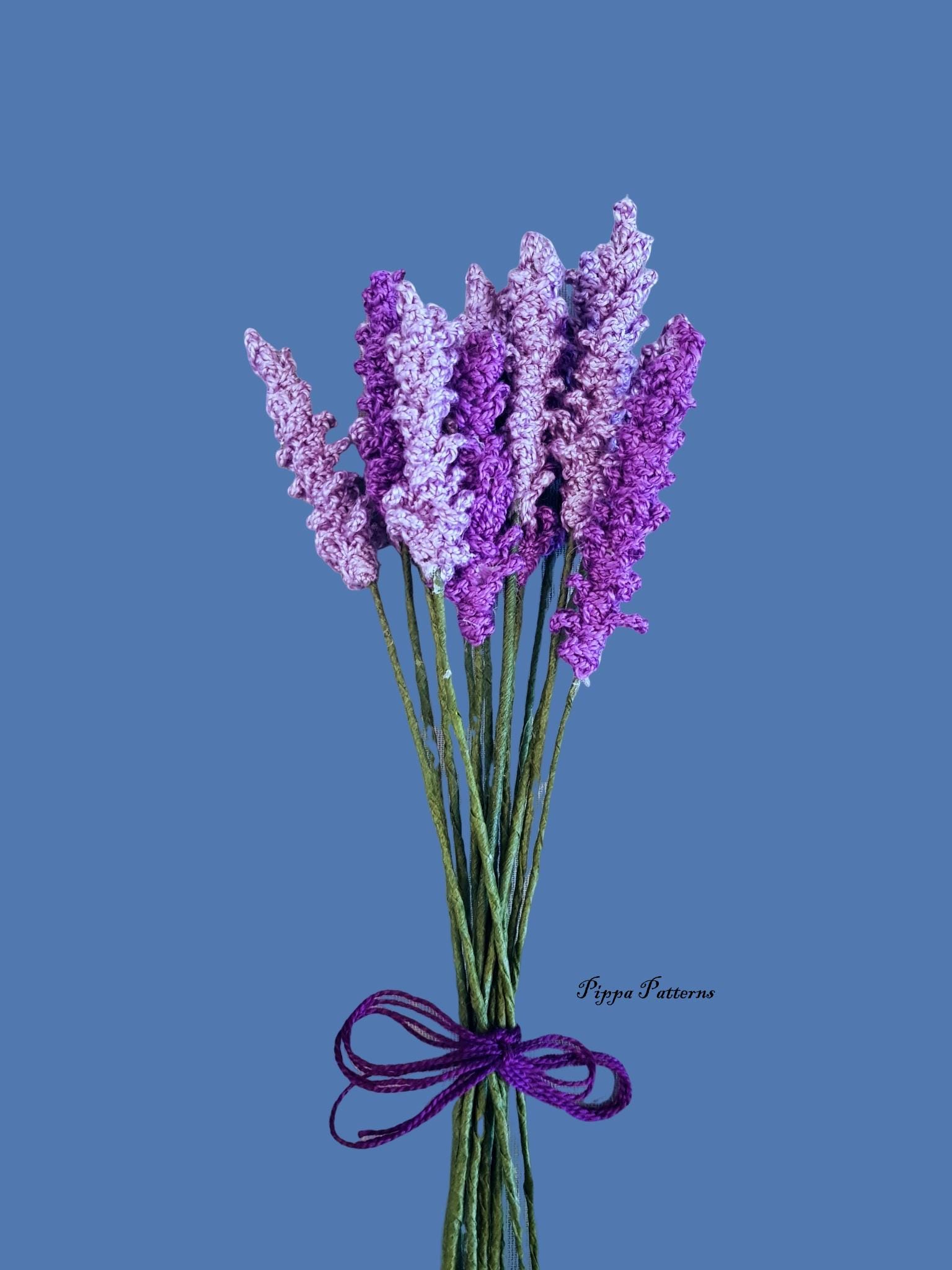 ラベンダーの花の編み図：写真付きチュートリアル（PDFパターン