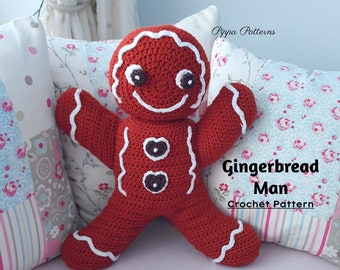 Gingerbread Man Toy/Cushion - Gingerbread Man pillow - photo tutorial - crochet pattern