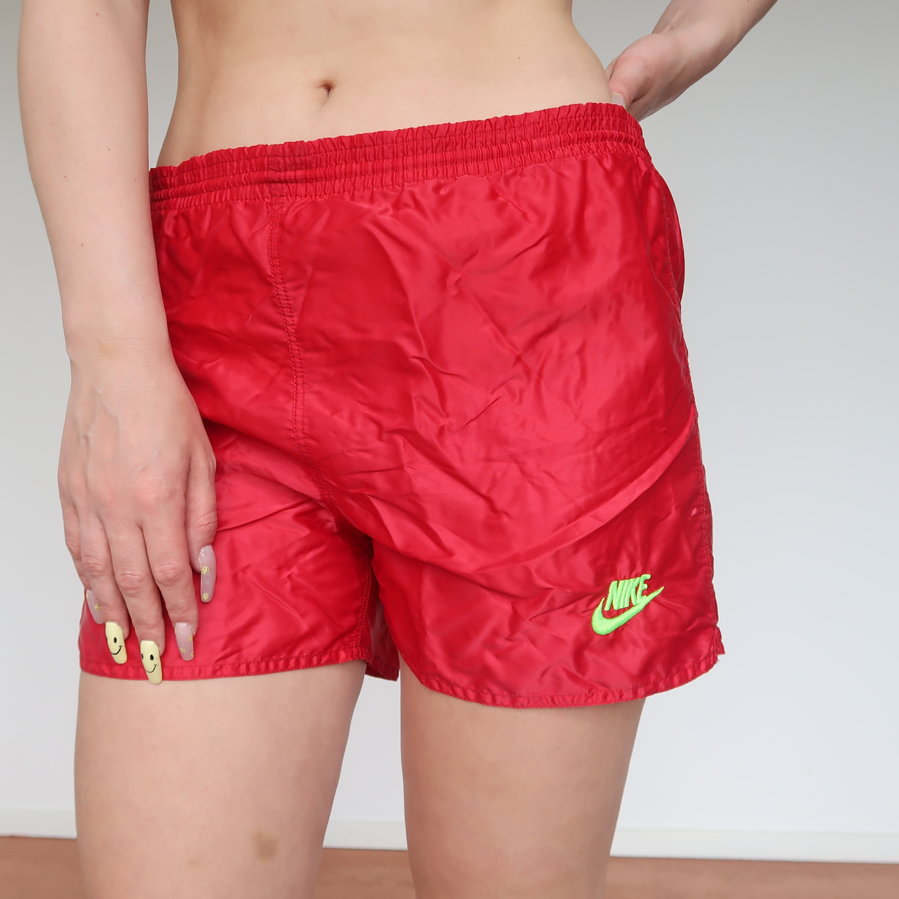 Nike RED Nylon Shorts Logo Lined Swoosh Pocket Sports Etsy