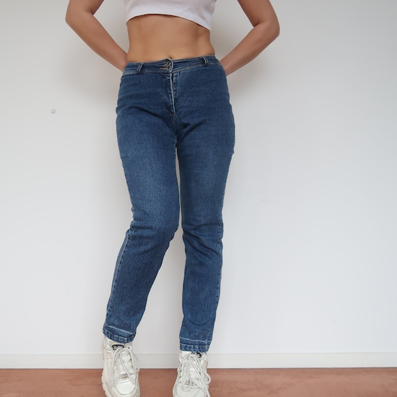 Vintage High Waisted Jeans / Dark Blue 