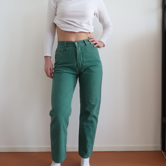 green boyfriend jeans