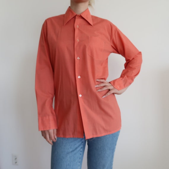 Vintage Orange Peach Pink Retro Blouse 
