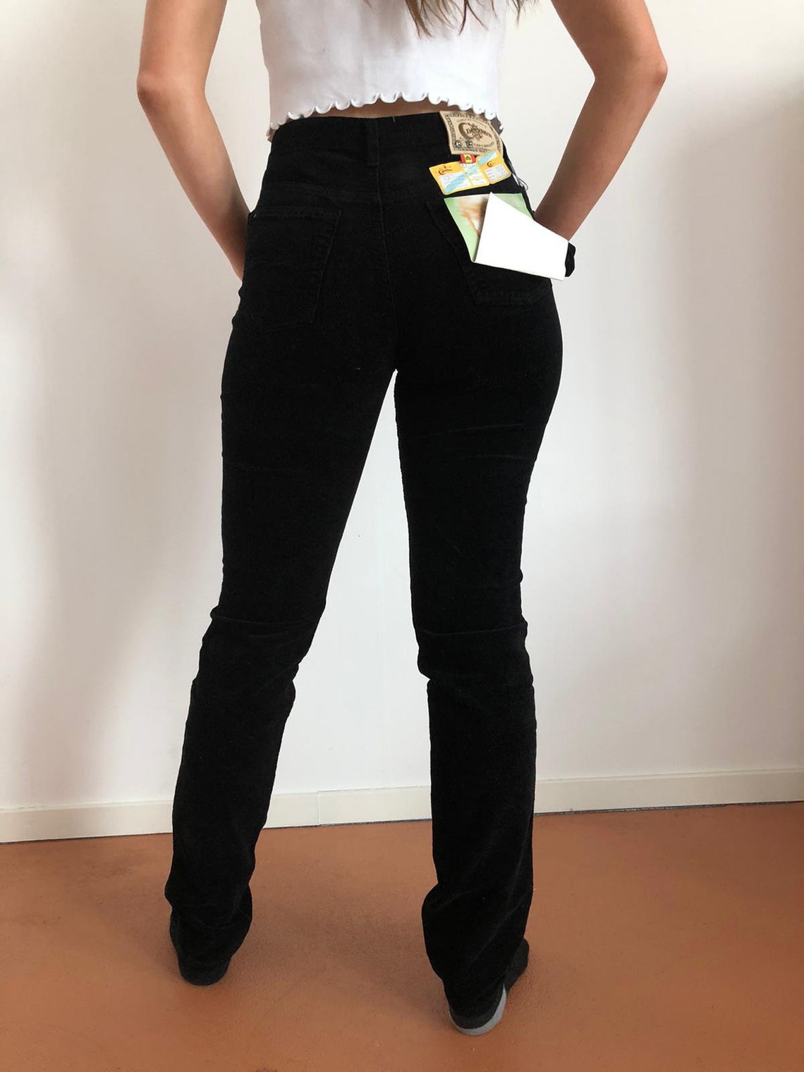 black high waisted corduroy pants