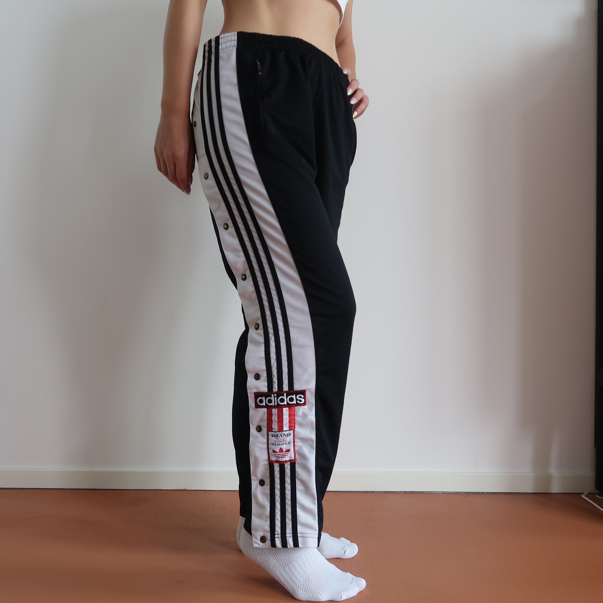 90s de cintura alta popper track pantalones - Etsy España