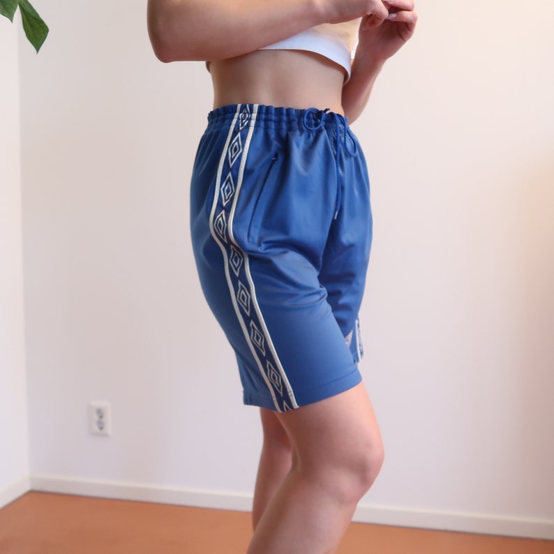 Umbro blue shorts Logo tracksuit vintage pants oversized shorts loungewear Sportswear Track Stripes high waisted size L