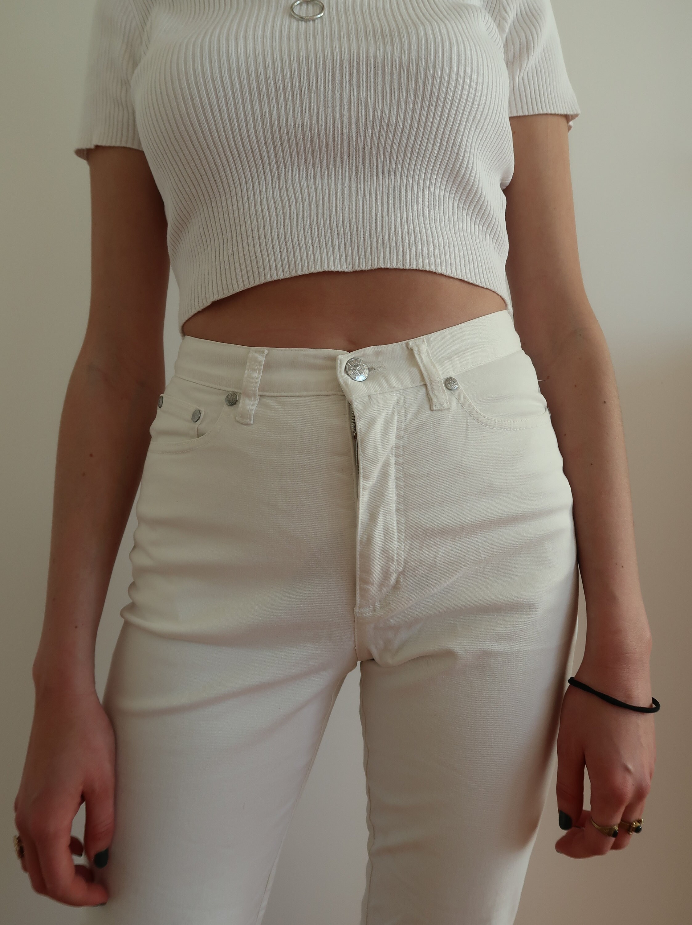 Kenzo Jeans White Vintage High Waisted 