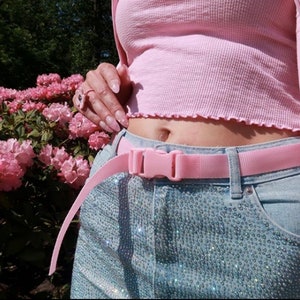 Handmade pastel buckle belt Y2K baby pink coquette princess Barbie core afbeelding 1