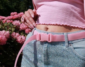 Handmade pastel buckle belt Y2K baby pink - coquette - princess Barbie core