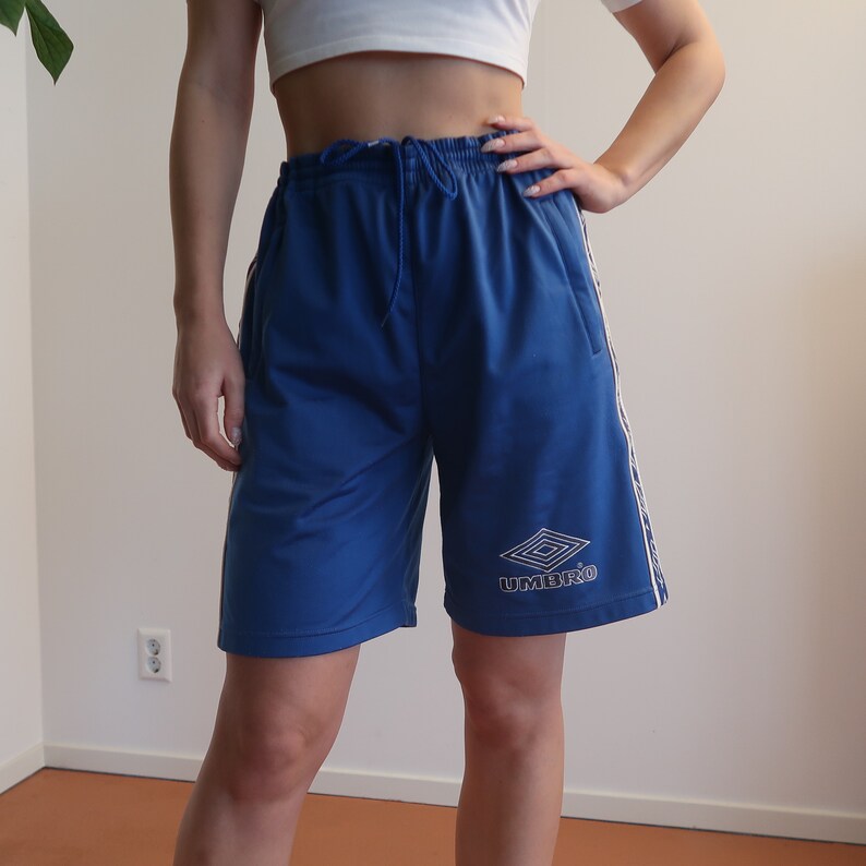 Umbro blue shorts Logo tracksuit vintage pants oversized shorts loungewear Sportswear Track Stripes high waisted size L
