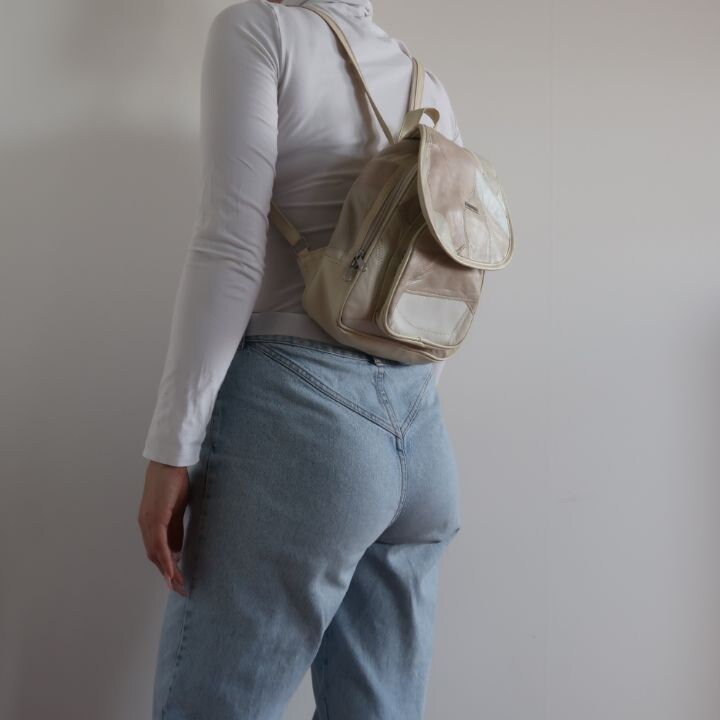 leather patchwork backpack