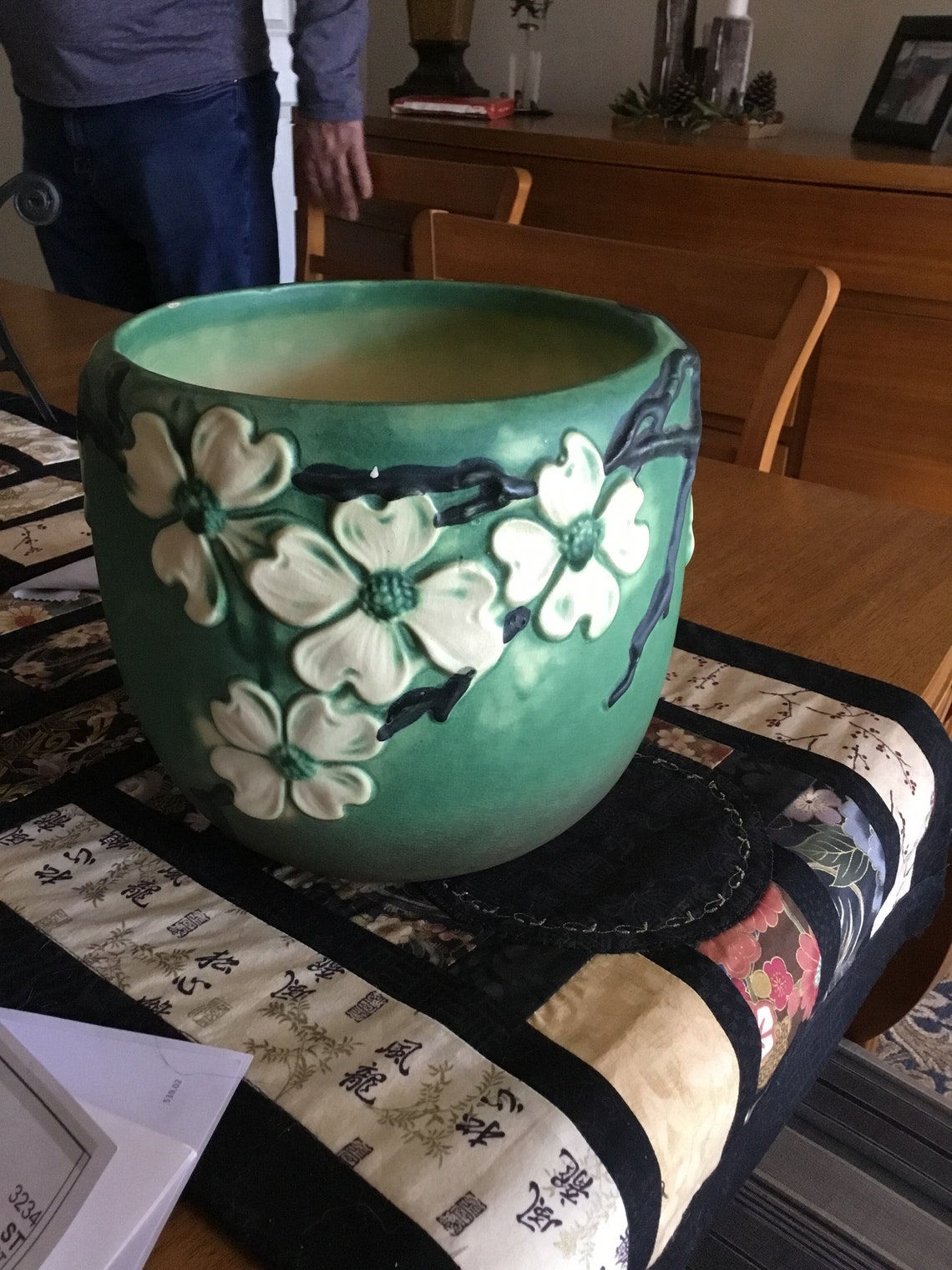 Roseville Green Dogwood Pottery Etsy