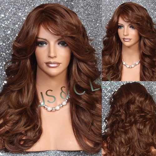 Human Hair Blend Long Full Luscious Heat OK Wavy Wig With - Etsy Human Hair Blend Long Full Luscious Heat OK Wavy Wig With - Etsy