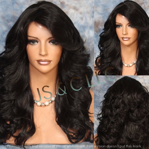Human Hair Blend Long Full Heat OK Wavy Wig Romantic Feathered - Etsy Human Hair Blend Long Full Heat OK Wavy Wig Romantic Feathered - Etsy