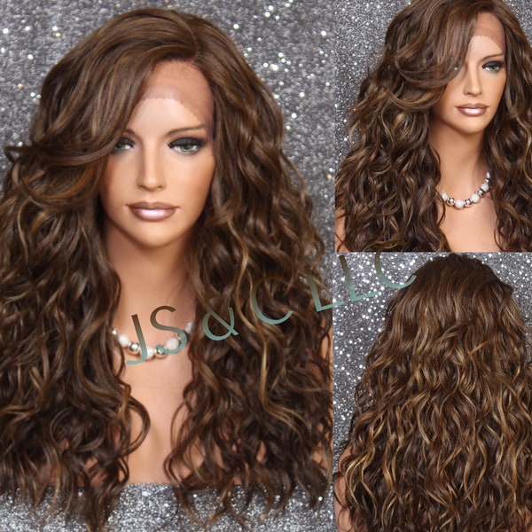 Carmel braun und blond Human Hair Blend Full Lace Front Perücke Luscious and naturel Cancer/Alopecia Cosplay