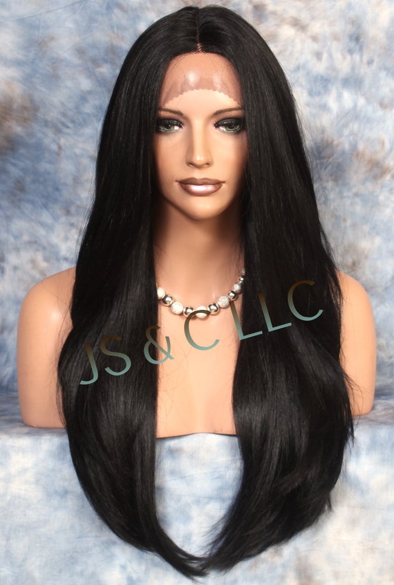 Human Hair Blend Wig Full Soft Lace Front Flowy Silky 