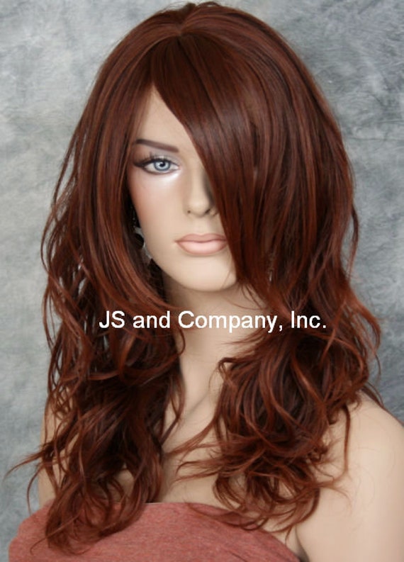 Natural Human Hair Blend Wig Auburn Red Mix Loose Relaxed  display picture 2