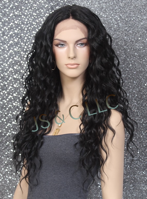 CARE FREE Curly Style Human Hair Blend Lace Front Wig Center 