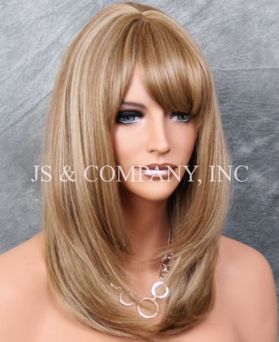 Human Hair Blend Wig Face Framing Razor Cut Ash Blonde Mix  display picture 1