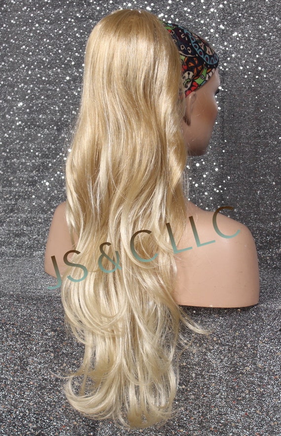 Blonde mix long ponytail wig Amazon.com: morvally Long Blonde Ponytail Wig with Bangs  main image 3