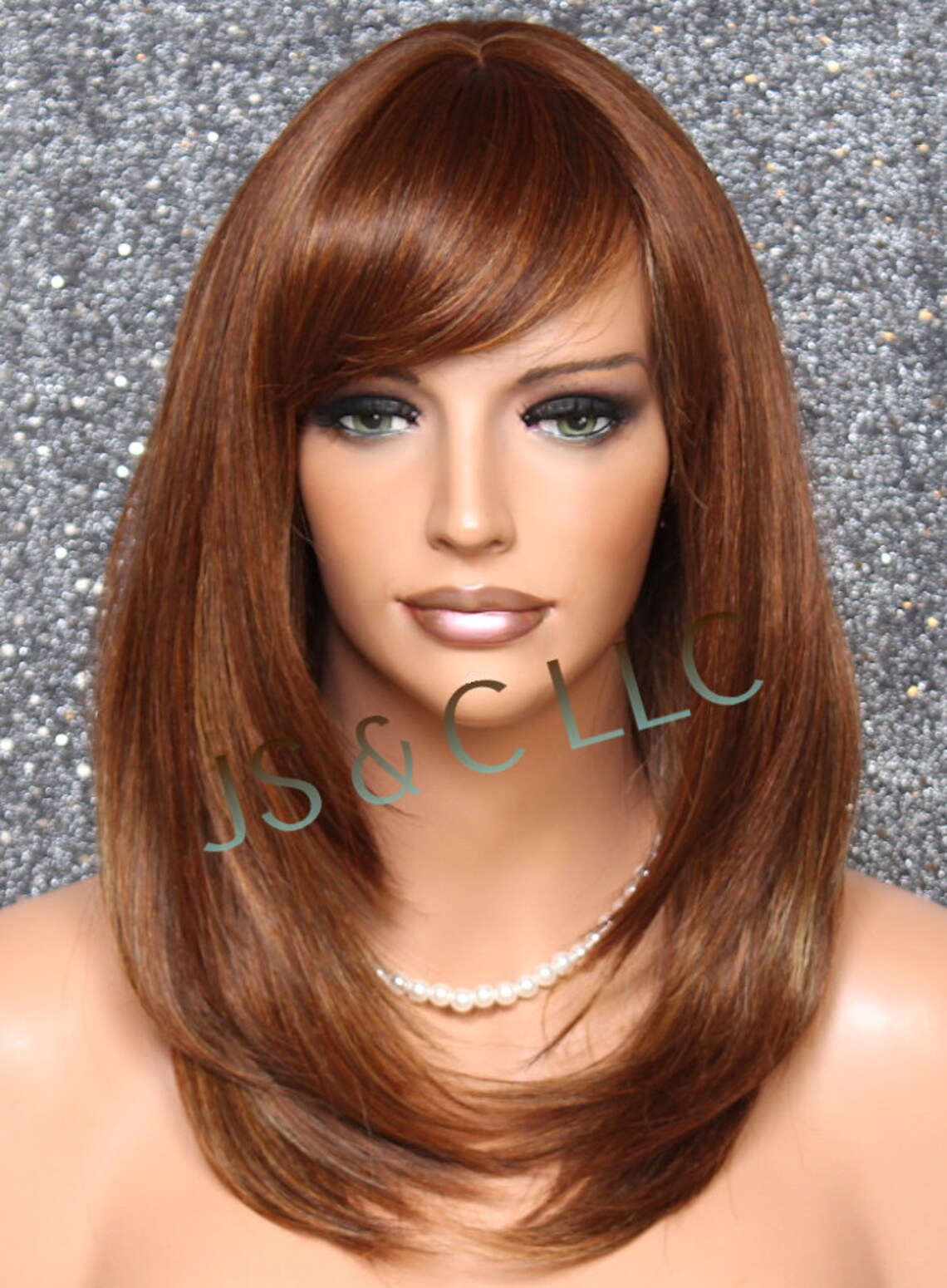 Human Hair Blend Wig Face Framing Razor Cut Auburn Mix Heat OK Etsy