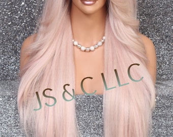 Human Hair Blend Full Lace Front Wig Feathered Sides Swept  display picture 1