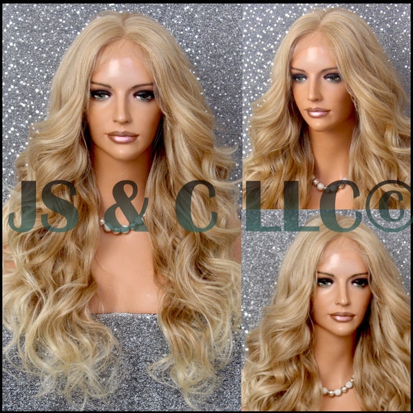 Blonde Mixed Blonde Lace Front Wig Soft Swiss Lace Center Part Curly w. Baby hair Cancer Alopeica Hairless Transgender Dragqueen theater