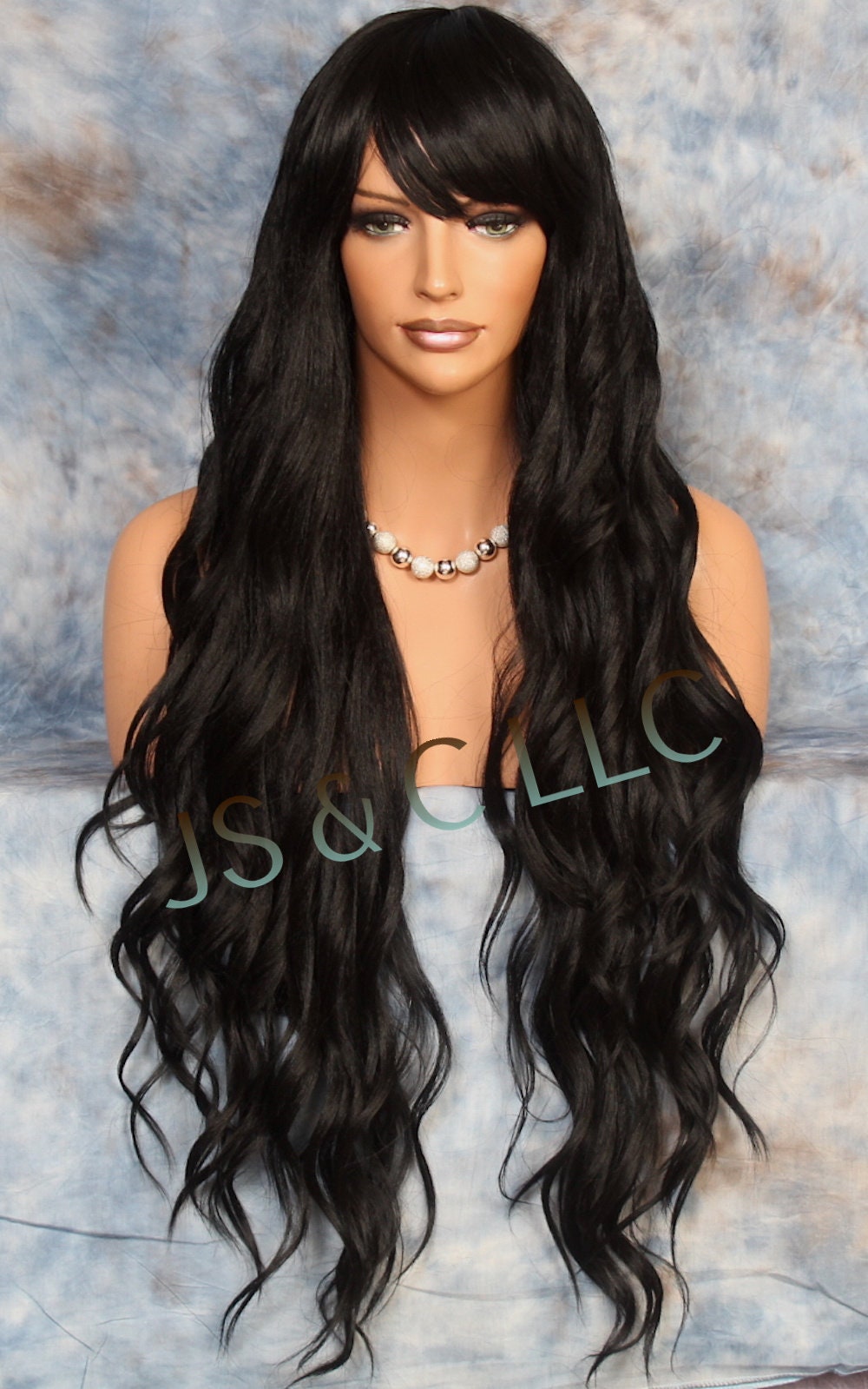 Extra Long Wig Black Heat Resistant Layered Wavy With Full  display picture 3