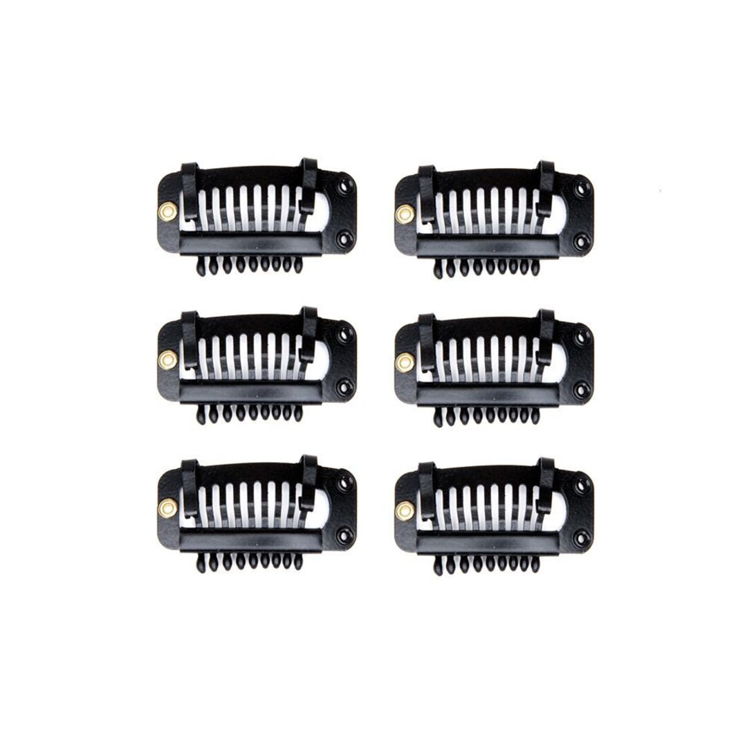 NO SEW 6 Easy to Attach Hair Wig Clip in Black Brown or Light Beige