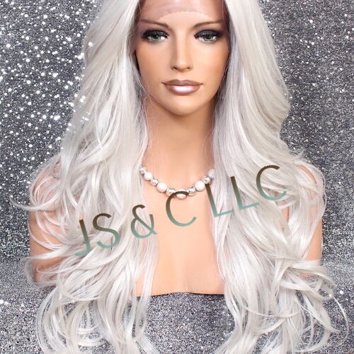 Human hair blend gradient sliver blonde layered wig Women main image 2