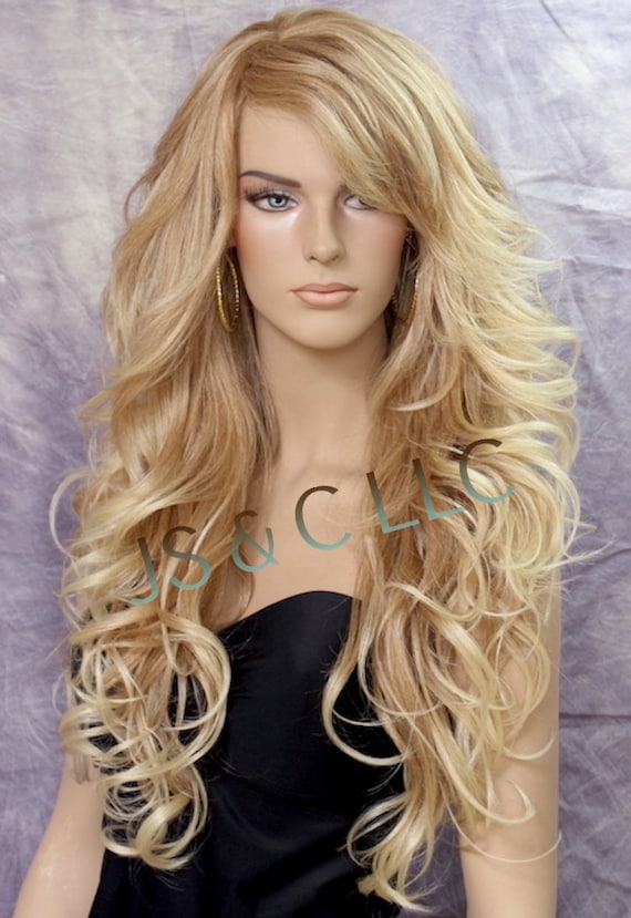 Absolutely Stunning Human Hair Blend Blonde Goddess Full Wig  display picture 3