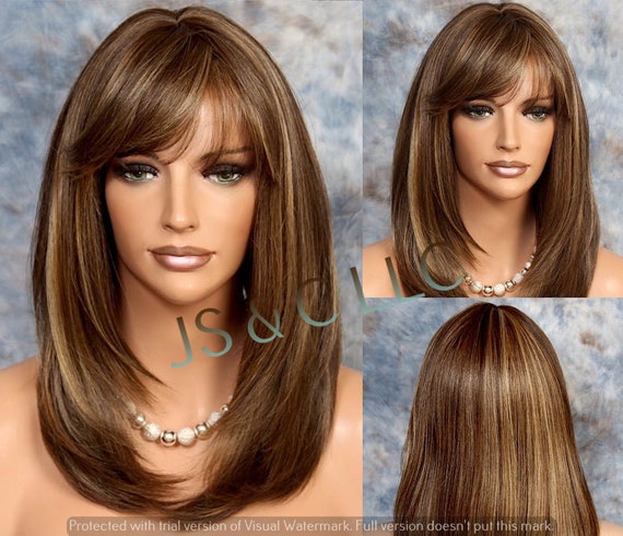 Human Hair Blend Wig Face Frame Razor Cut Caramel Brown Blonde - Etsy