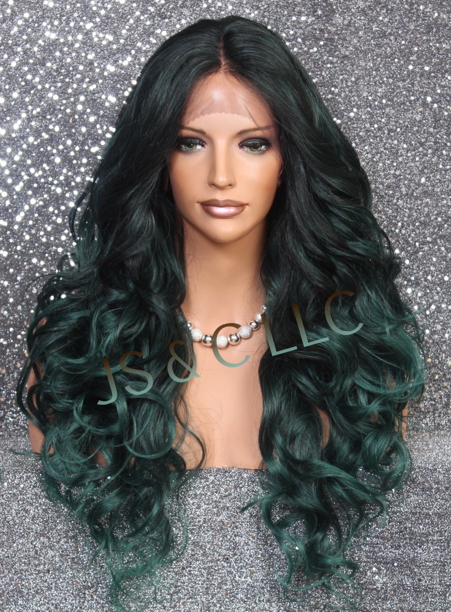 Curly Green Lace Wig - Etsy display picture 1