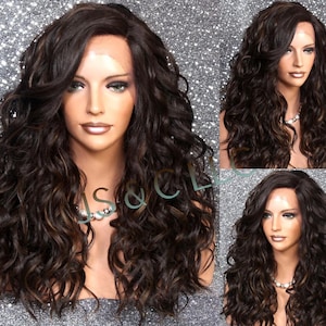 Human hair blend Full Lace Front wig Luscious and naturel Hand Tied Heat Safe Brown and Light auburn mix Cancer/alopecia Cosplay