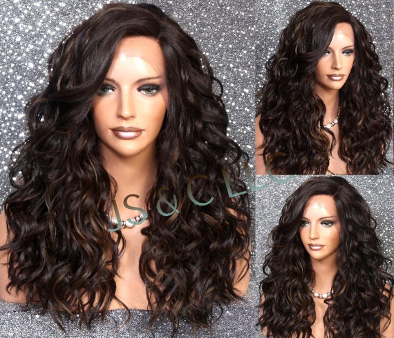 Human Hair Blend Full Lace Front Wig Luscious and Naturel Hand Tied Heat Safe Brown and Light Auburn Mix Cancer alopecia Cosplay Etsy
