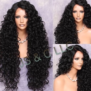 Human Hair Blend Full Lace Front Wig Extra volume and Curly Untamed and wild Heat Safe Wig Off Black Side parting Brand New with Tag