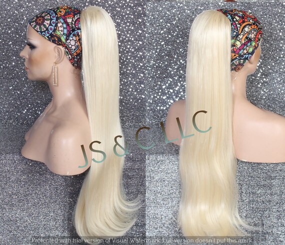 Bleached Blonde Human Hair Blend PONYTAIL Hair Piece | Etsy