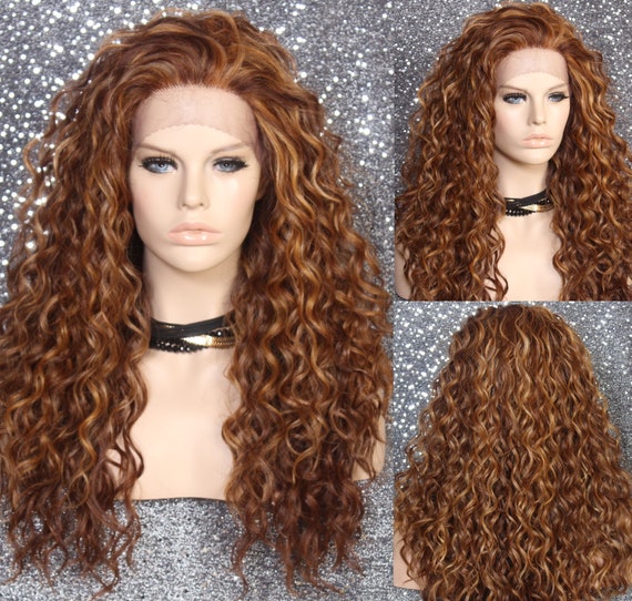 Human Hair Blend Full Lace Front Wig Light Medium Dark Auburn - Etsy