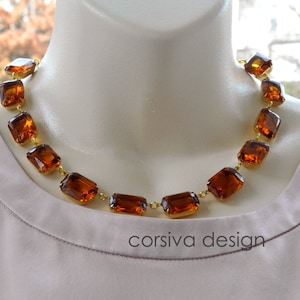 Anna Riviera Georgian Glass necklace Octagon Honey Glass Jewel crystals with or Without Matching Earrings