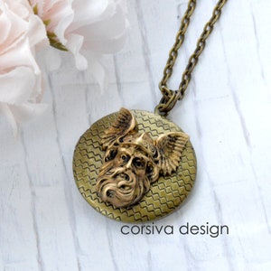 Locket Ancient Soldier Dragon Antique Brass Chain necklace