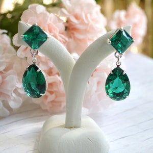 Angelina Jolie Inspired Emerald Green Glass Crystal Earrings