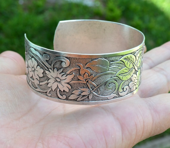 Cuff Bracelet Inch Sterling Silver Plated Over Brass Hand