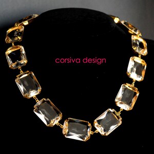 Crystal Glass Necklace Georgian Anna Necklace Riviera Statement Diamond Clear Glass Jewel Necklace Choker image 2