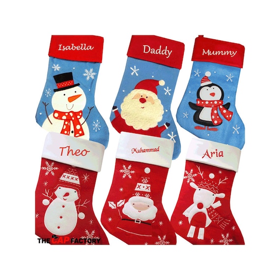 Personalised Embroidered Hessian Christmas Sack Nordic Style Large Xmas Stocking