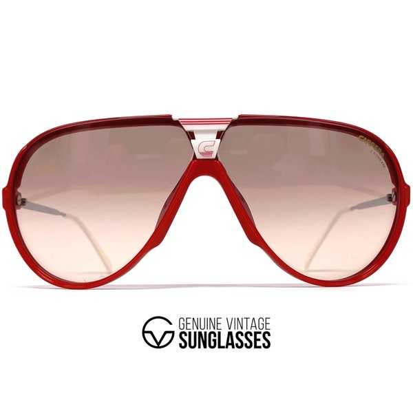 Lunettes de soleil vintage CARRERA 5593 « C-Vision 400 » NOS - Autriche des années 80 - Grande - Rouge/Blanc